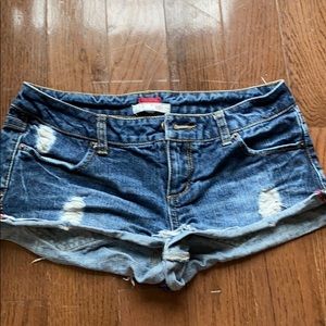 Dark wash denim shorts